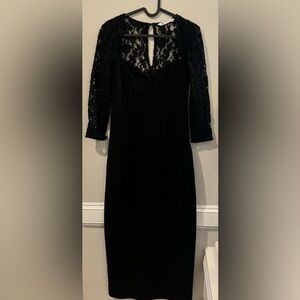 Zara black midi dress long sleeve lace
